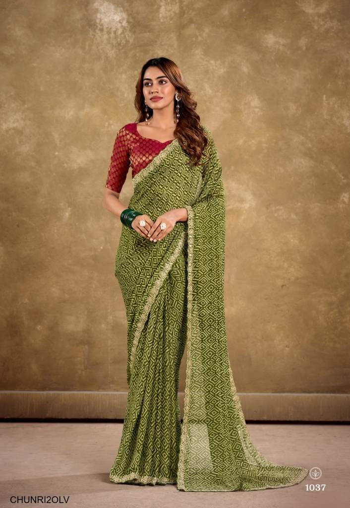 Olivgrün saree