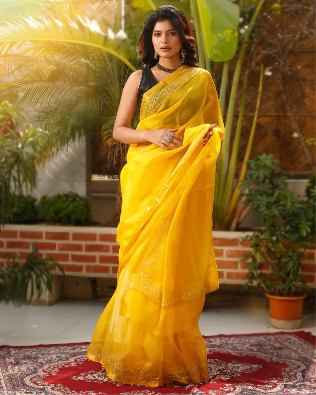 yellow saree